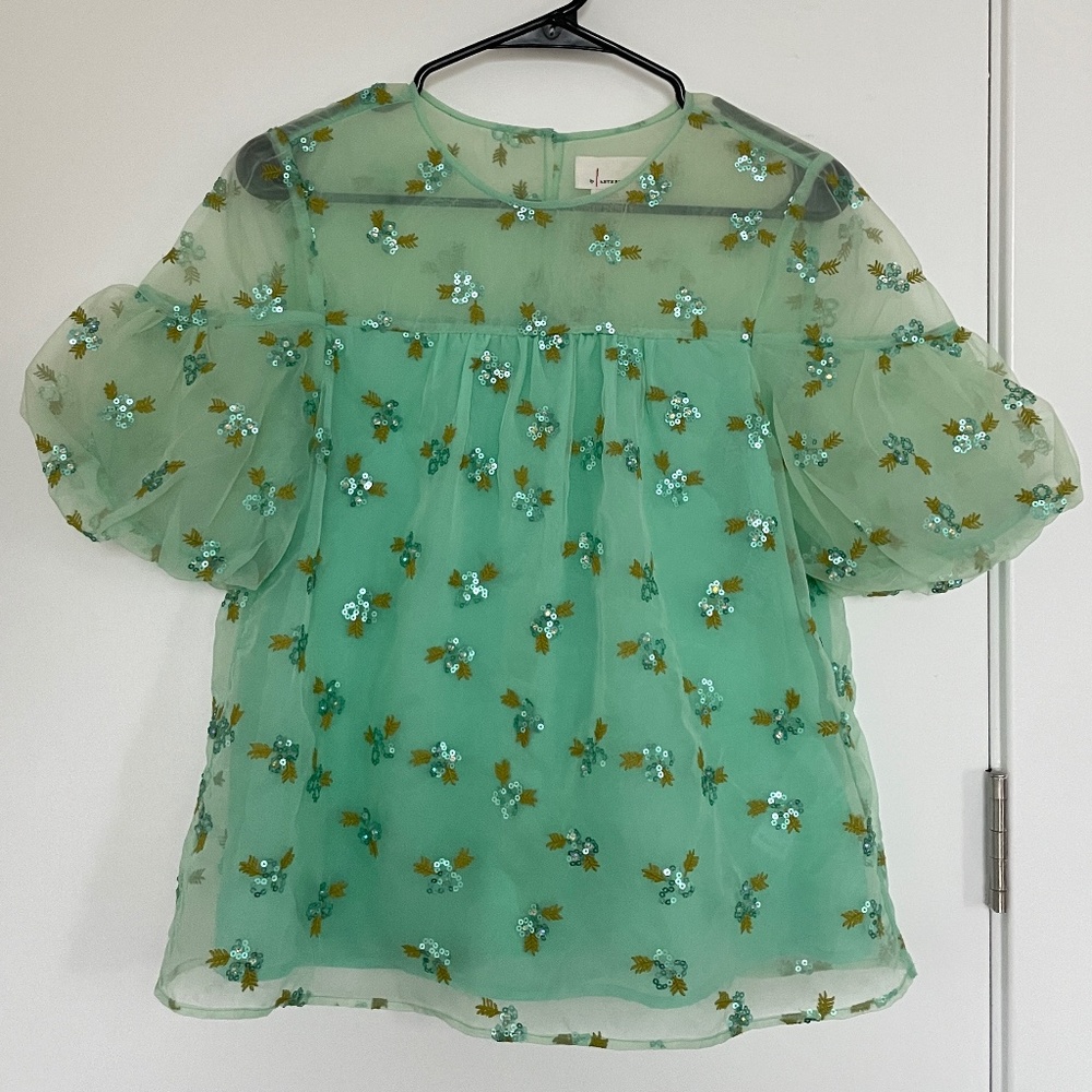 Anthropologie sequin organza blouse